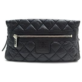 NEUF POCHETTE CHANEL COCO COCOON TROUSSE DE TOILETTE GM MATELASSE NOIR POUCH Noir