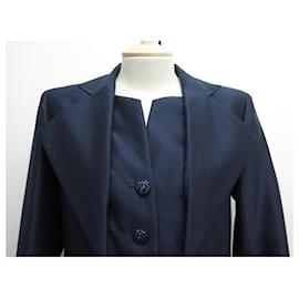 Chanel-CHANEL P JACKET47309V35230 CC L BUTTONS 42 NAVY BLUE COTTON AND SILK JACKET-Navy blue