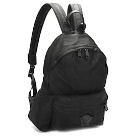 Versace-Versace Nylon Medusa Backpack in black nylon-Black