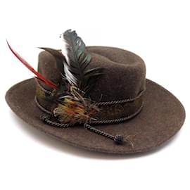 Hermès-NEW HERMES HAT WITH FELT FEATHERS SIZE 52 BROWN NEW FELT FEATHER HAT-Brown