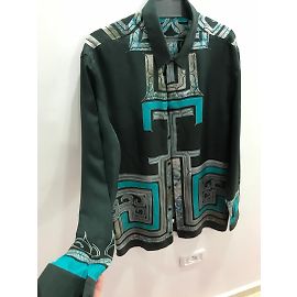 VERSACE-Sammlung 100% Seidenhemd mit Knöpfen Blau