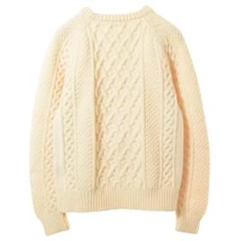 Alexander Mcqueen-[Used] ALEXANDER MCQUEEN Cable Skull Cashmere Blend Knit XS Ivory-White