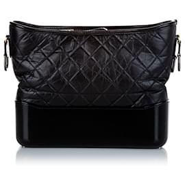 Chanel-Chanel Black Gabrielle Leather Shoulder Bag-Black