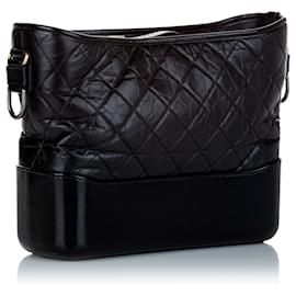 Chanel-Chanel Black Gabrielle Leather Shoulder Bag-Black