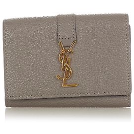 Yves Saint Laurent Porte-clés en cuir monogramme gris YSL Gris