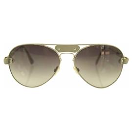Chloé-Chloe Tamaris CL2104 Óculos de sol aviador prateado cinza metálico com acabamento em couro. Caixa-Cinza