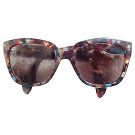 Prada SPR07P Sunglasses Brown Multicolour Acetate Brown Blue Light brown Dark brown Navy blue