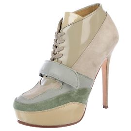 Acne Studios ACE colour block lace up booties Beige Taupe Light green Light blue