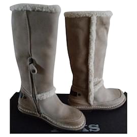 Ikks-Pair of IKKS child leather boots 30 Stuffed in their box never worn-Beige