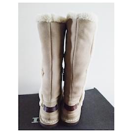 Ikks-Pair of IKKS child leather boots 30 Stuffed in their box never worn-Beige