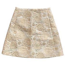 Mini saia Chloé em brocado de seda dourado e bege rosado Dourado