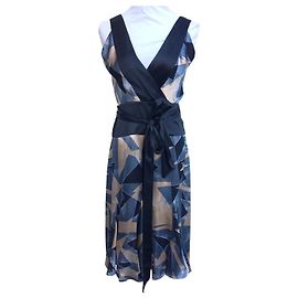 Diane Von Furstenberg DvF Rezina silk blend wrap dress Black Blue Golden Light blue Dark blue