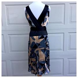 Diane Von Furstenberg-DvF Rezina silk blend wrap dress-Black,Blue,Golden,Light blue,Dark blue