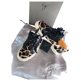 Giuseppe Zanotti Sneaker aus Leder Leopard Muster Leopardenprint