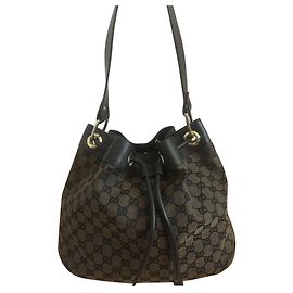 Bolsa Gucci Marrom Escuro Algodão Couro Castanho escuro