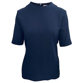 Balenciaga Bluse mit hinterem Knoten aus marineblauem Polyester Blau Marineblau