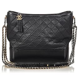 Chanel-Chanel Black Gabrielle Leather Shoulder Bag-Black