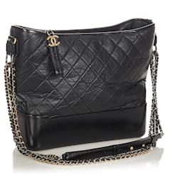 Chanel-Chanel Black Gabrielle Leather Shoulder Bag-Black