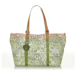Fendi-Fendi Brown Zucchino Canvas Tote Bag-Brown,Multiple colors,Beige
