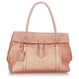 Fendi-Sac à main Fendi en cuir rose Selleria Linda-Rose