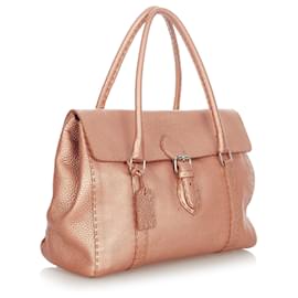 Fendi-Sac à main Fendi en cuir rose Selleria Linda-Rose