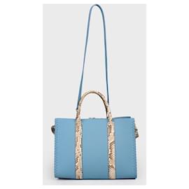 Louis Vuitton-Bleu Glacier Cuir Plume Leather e Python Very Tote Bag-Azul