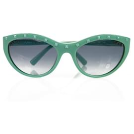 Valentino-Óculos de sol Valentino Woman Cat-eye Turqoise Rockstud Studs com Box V641S-Turquesa