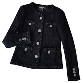 Chanel-Blouson Icon ROME en tweed noir-Noir