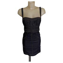 Gianfranco Ferré enges Jeanskleid Marineblau