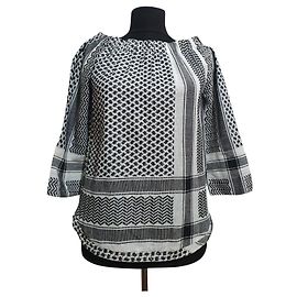 Blusa de algodão Cecilie Copenhagen Branco Cinzento Branco Cinza