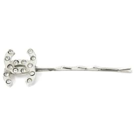 Chanel-[Used] Chanel Hairpins Coco Mark Rhinestone 00T Silver Silver Metal Vintage Cute Elegant Ladies Hair Clips Collective Hair Hair Accessories-Silvery