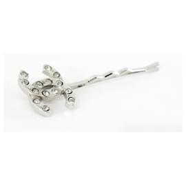 Chanel-[Used] Chanel Hairpins Coco Mark Rhinestone 00T Silver Silver Metal Vintage Cute Elegant Ladies Hair Clips Collective Hair Hair Accessories-Silvery