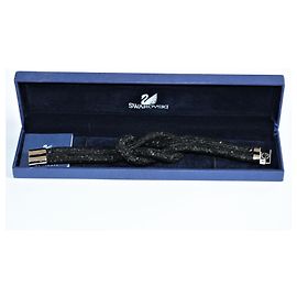Pulseira Swarovski Stardust Knot Preta de Nylon Preto