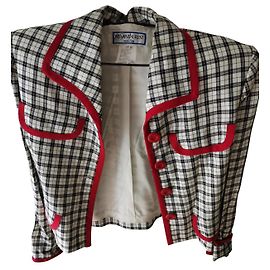 Yves Saint Laurent Cotton Jacket Black White Red Black White Red