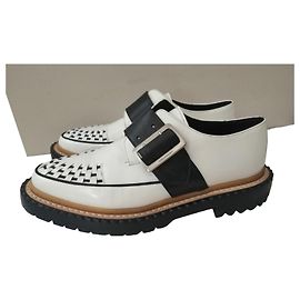 Burberry Mason Buckle Strap Leather Platform White