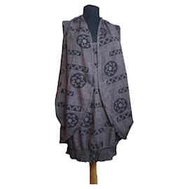 Autre Marque Numph Kleid Schwarz Braun Braun Schwarz