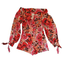 Autre Marque Tuta floreale Alice McCall seta e cotone M Multicolore