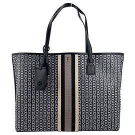 [Usado] Tory Burch TORY BURCH Gemini Link Tote 53303 Bolsa de algodón negra Negro