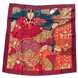 Sublime square Hermès Art des steppes details Laranja