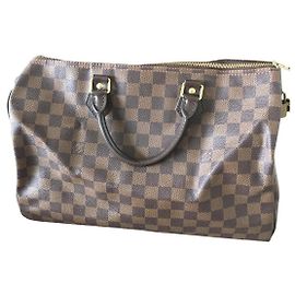 Sac à main Louis Vuitton Speedy 35 Damier Ebene Cuir Damier ebène