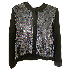 Autre Marque Chaqueta negra con strass de acetato Otro