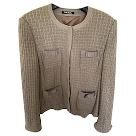 Autre Marque Graubeige Wolljacke mit Muster Beige