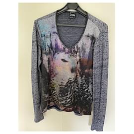 Autre Marque Grauer Wollpullover mit Muster Grau