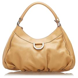 Gucci-Gucci Abbey D-Ring Leather Shoulder Bag-Beige