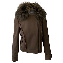 Chaqueta Joseph Khaki con cuello de piel Castaño