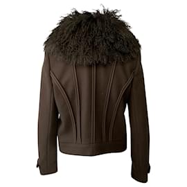 Joseph-Joseph Khaki Jacket with Fur Collar-Brown