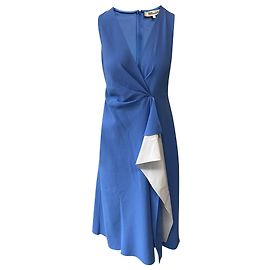 Diane Von Furstenberg Addison Blau-weißes Rüschenkleid Blau