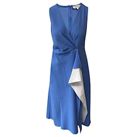 Diane Von Furstenberg-Diane Von Furstenberg Addison Blue and White Ruched Dress-Blue
