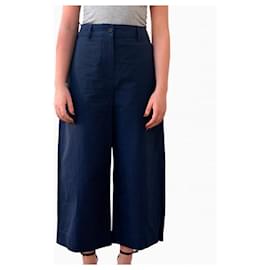 Kenzo-Pantalone ampio cropped a culotte-Blu