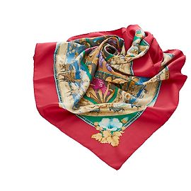 Hermès Sciarpa di seta rossa Hermes Tropiques Rosso